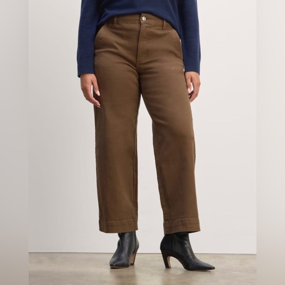 Everlane The Utility kick-out organic cotton high rise brown women’s size 8 - Picture 2 of 16